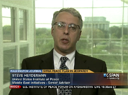 USIP’s Steven Heydemann in a live broadcast interview on C-SPAN on April 10