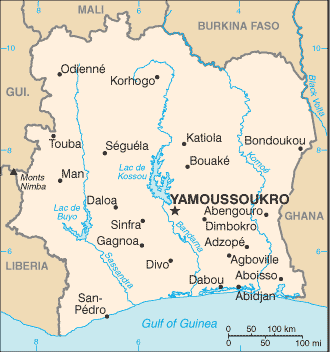 iv-map.gif Map of Cote d'Ivoire (Stock Image)