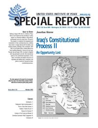 Morrow_SR155_cover.jpg Iraq's Constitutional Process II - SR 155 (Image: USIP)