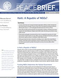 PB23_haiti_ngos_cvr.jpg Cover of Haiti: A Republic of NGOs? (Image: U.S. Institute of Peace)