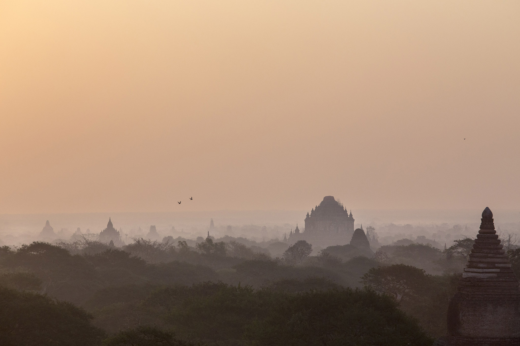 Sunrise over the temples of Bagan, Myanmar, March 15, 2017. The Myanmar government is seeking World Heritage status for Bagan. The bid may succeed because a 2016 earthquake destroyed some earlier restorations. (Minzayar Oo/The New York Times)