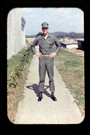 Second Lieutenant John Lancaster in Okinawa on his way to Vietnam in January 1968.