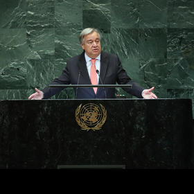 U.N. Secretary-General António Guterres called for a global cease-fire to combat COVID back on March 23. (Chang W. Lee/The New York Times)