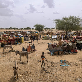 Sudanese who fled their country’s latest violence camp just over the border in Koufroune, Chad. Sudan’s new warfare has forced tens of thousands to flee into neighboring countries that are riven by their own violence. (Yagazie Emezi/The New York Times)