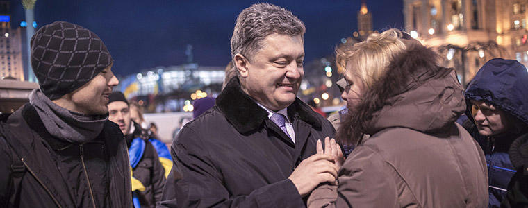 Petro Poroshenko, a businessman widely known as the "chocolate king," with protesters in Independence Square in Kiev, Dec. 5, 2013. Photo Credit: The New York Times/ Sergey Ponomarev