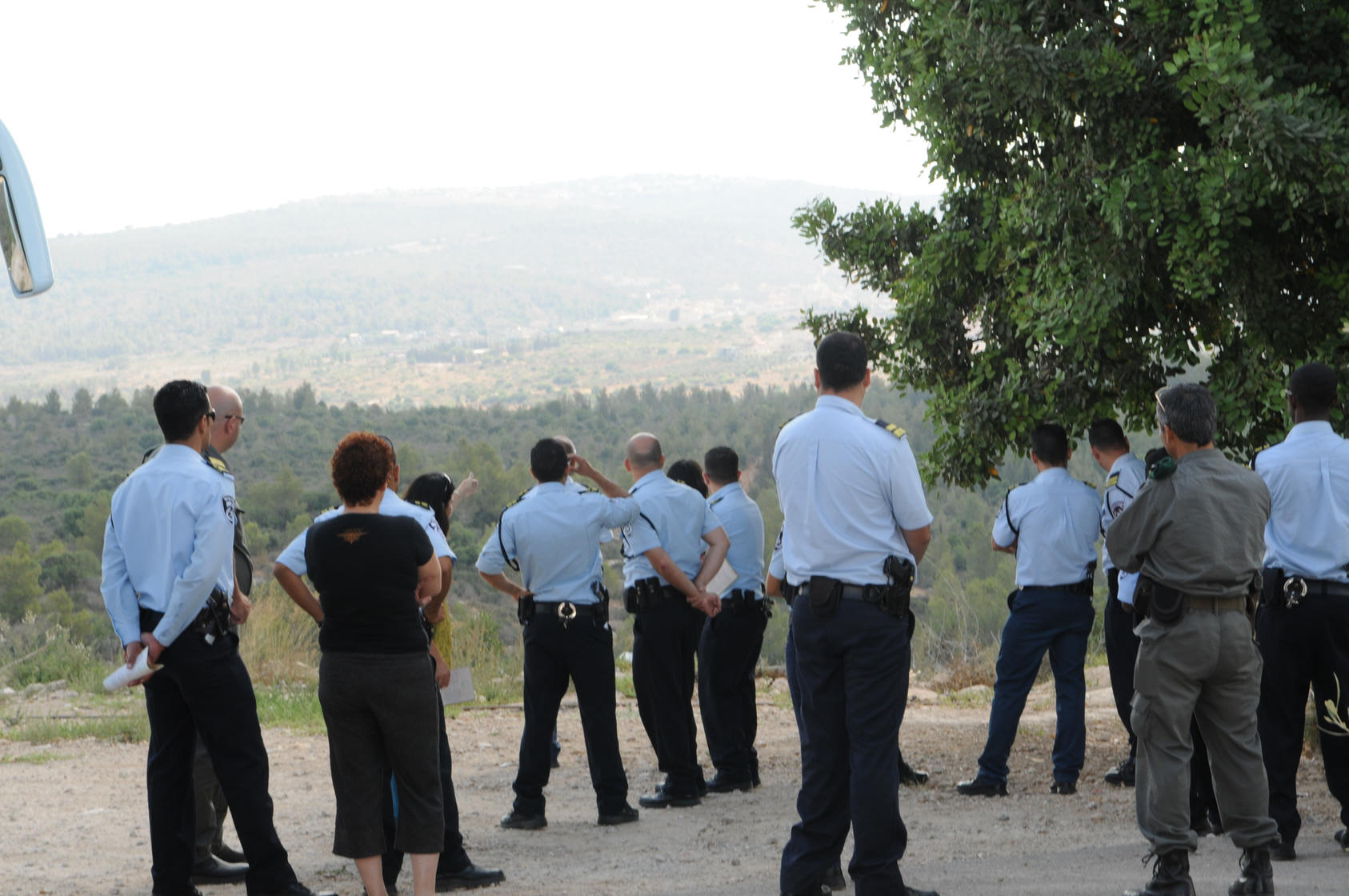 Israeli police officers on a study tour of the Arab town of Kfar Qara, participating in The Abraham Fund Initiative's Arab Society-Police Relations Initiative