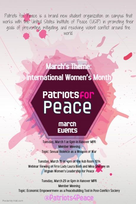 Patriots for Peace March events flyer