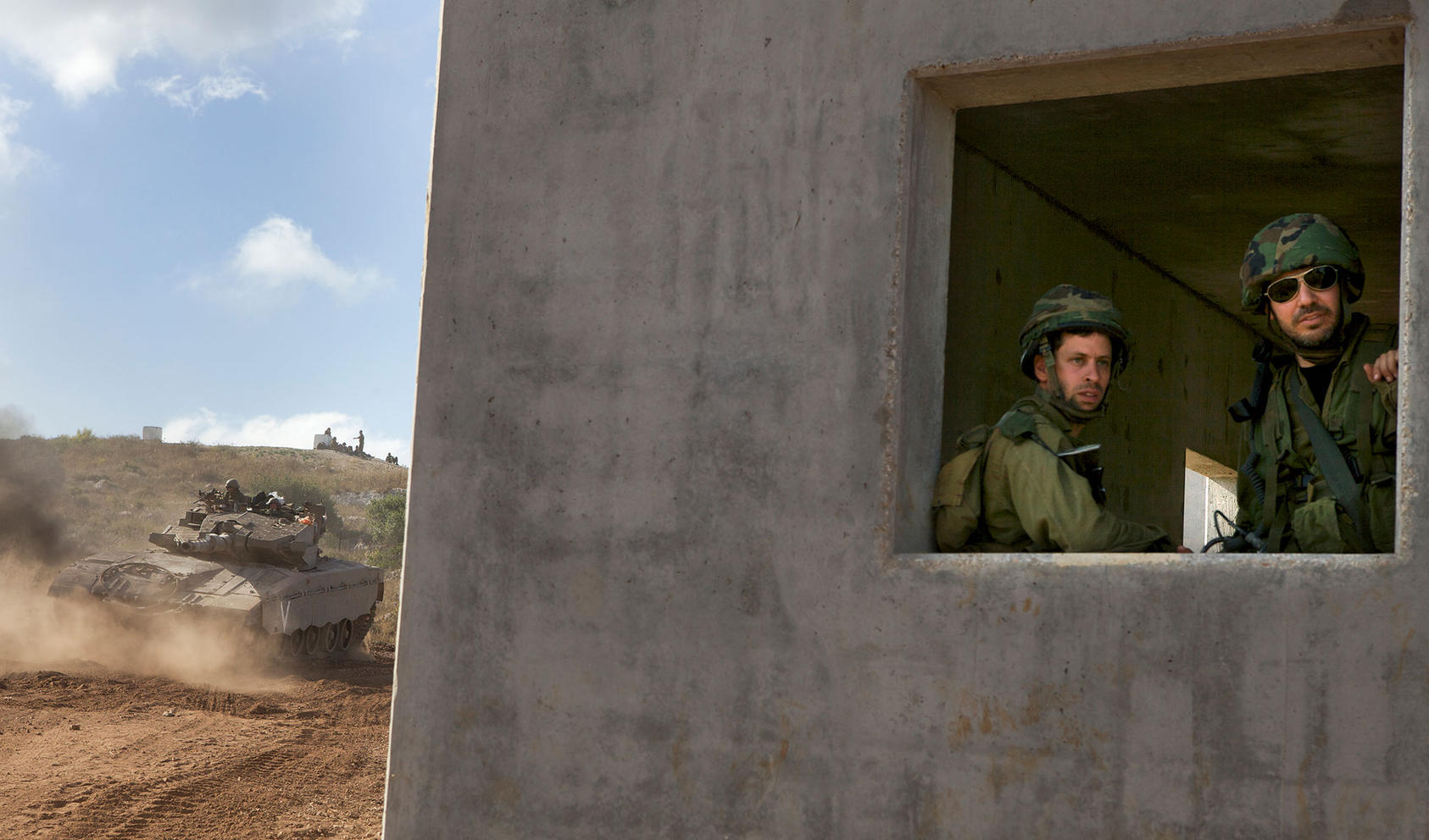 Israeli reserve soldiers during a simulated clash with Hezbollah