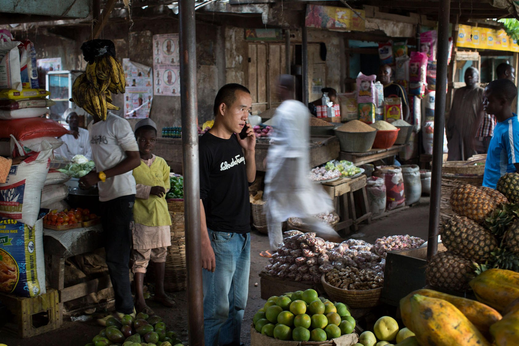 A local market frequented by Chinese customers in Kano, Nigeria, August 2015. Chinese goods are everywhere in Nigeria. 