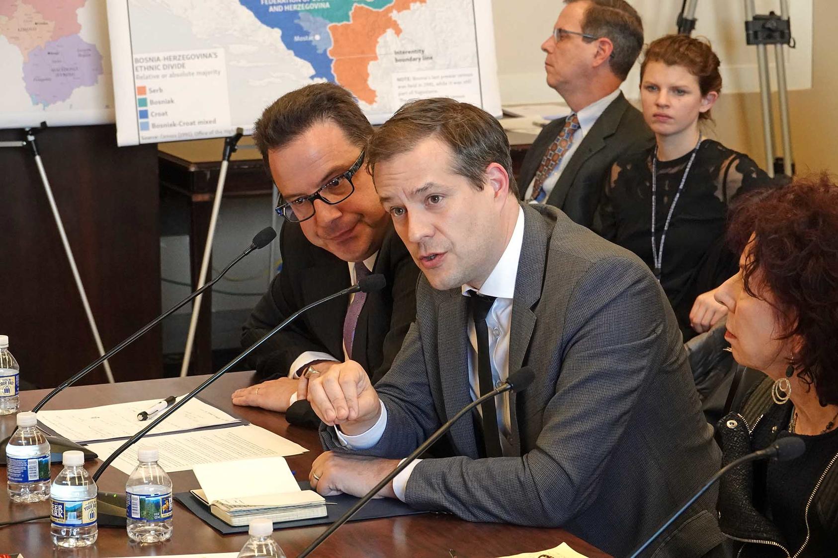 Phillipe Leroux-Martin testifying in front of the House Foreign Affairs Committee on April 18, 2018.