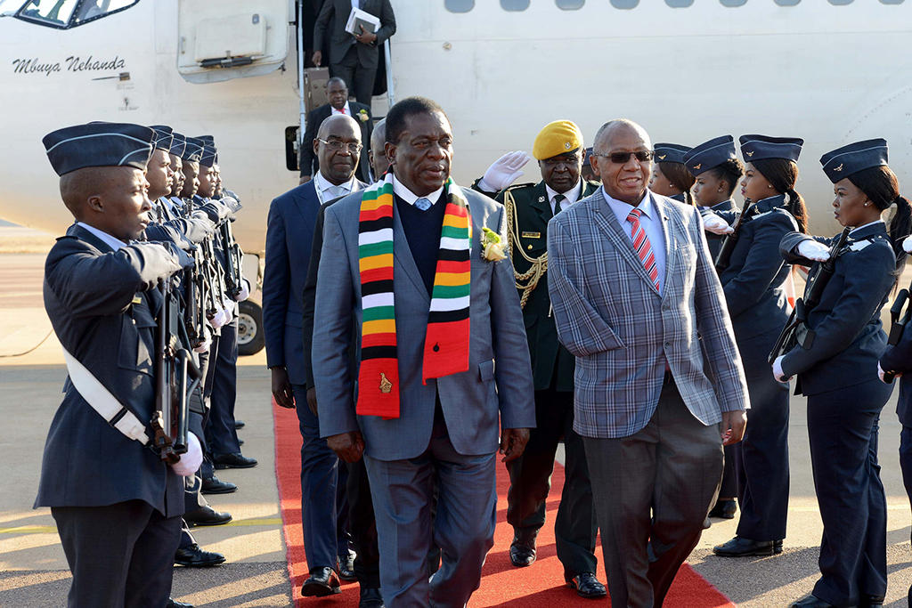President of Zimbabwe Emmerson Mnangagwa arrives at Waterkloof Air Force Base. Photo courtesy of DIRCO/Flickr