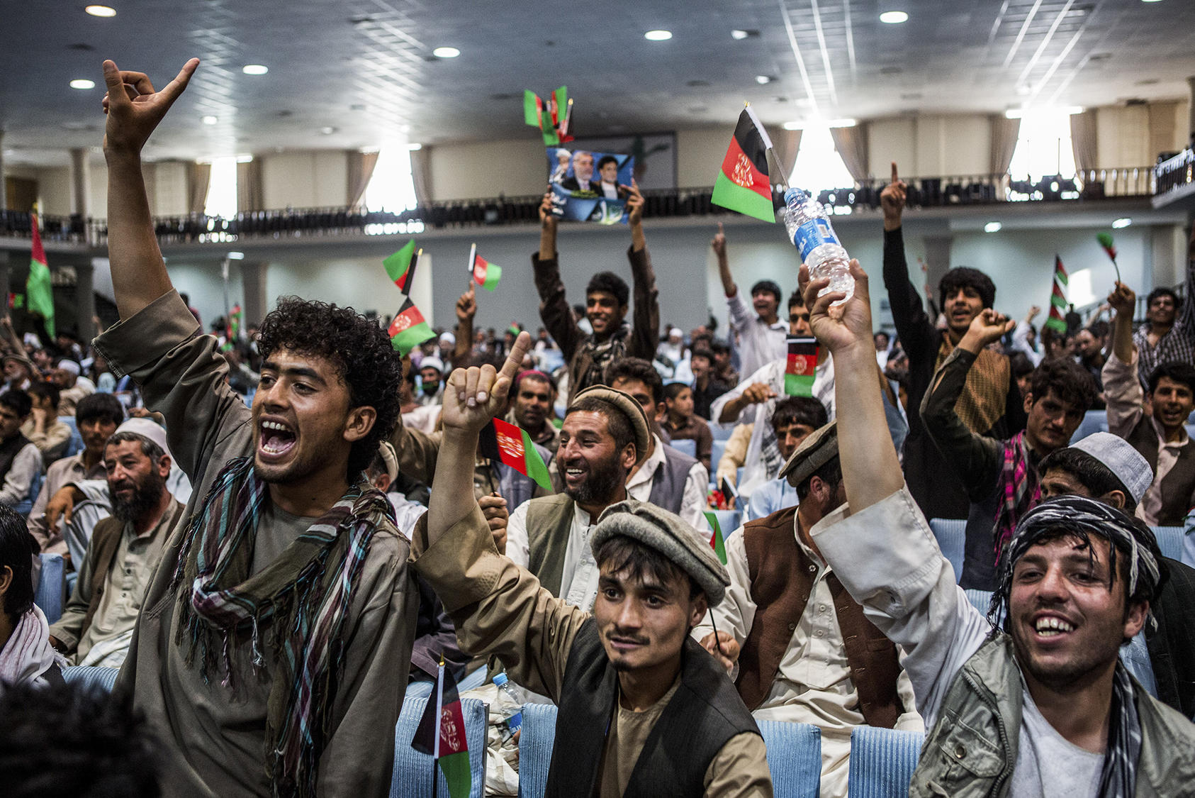 Afghans attend a campaign rally in Kabul, Afghanistan. (Bryan Denton/The New York Times)