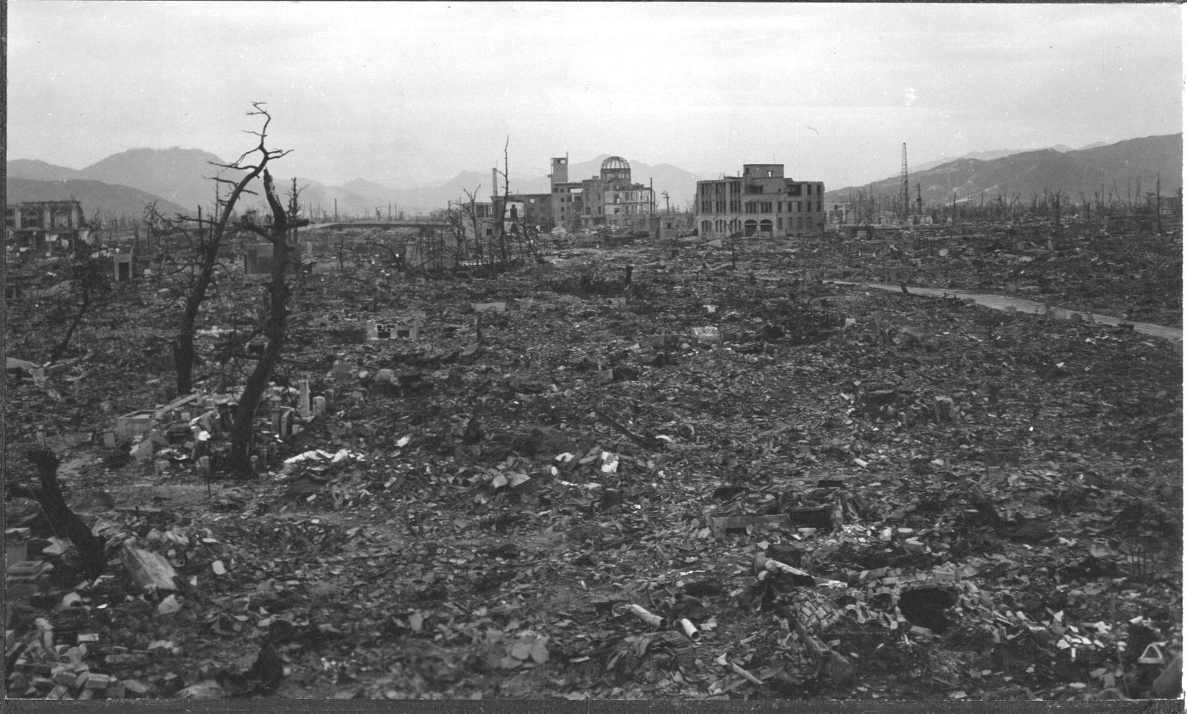 The center of Hiroshima as Navy Lieutenant Mark Hatfield saw it soon after the atomic bombing. (U.S. National Archives)