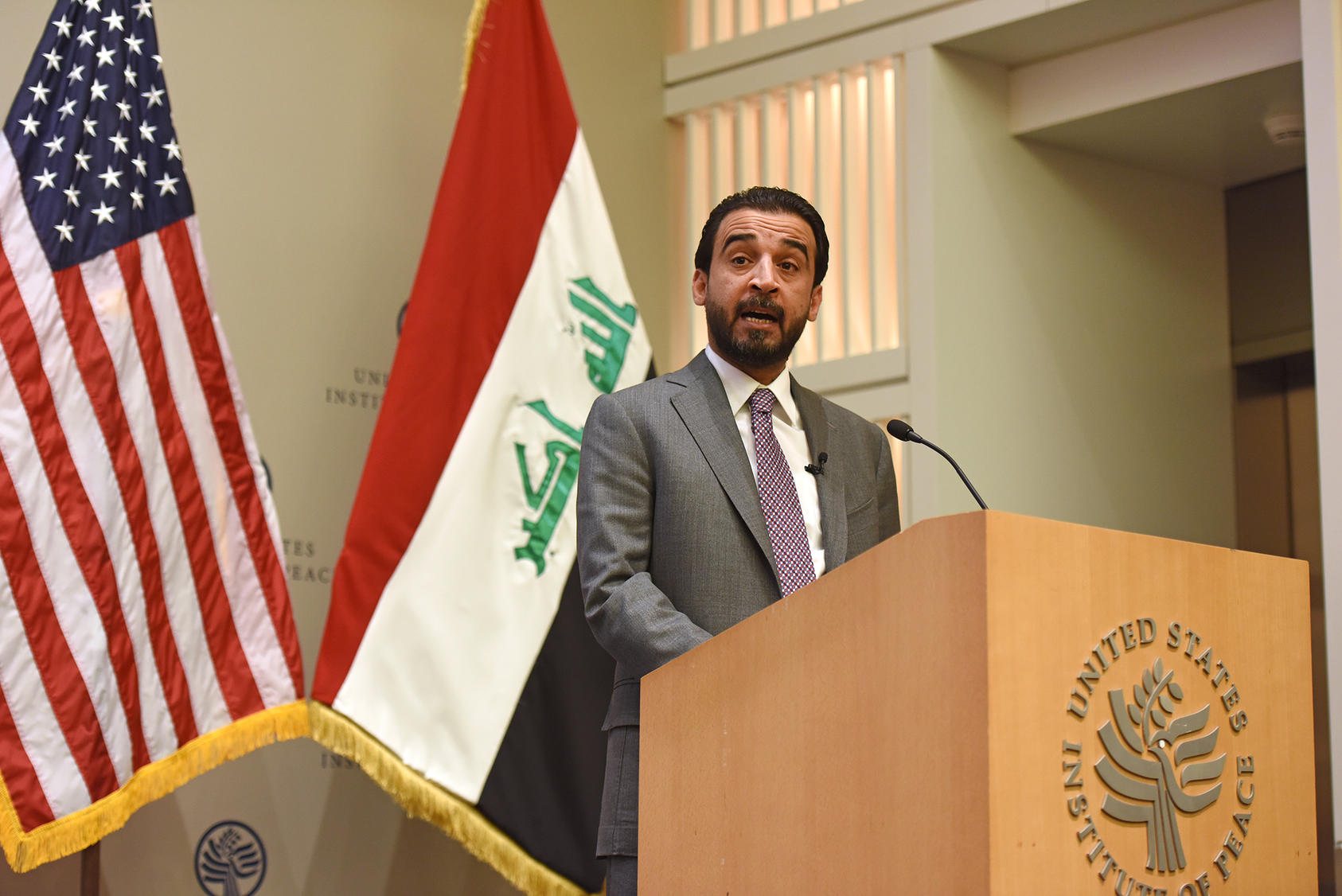 Iraqi Parliament Speaker Mohamed al-Halbousi speaks at a public event at USIP, March 29, 2019.