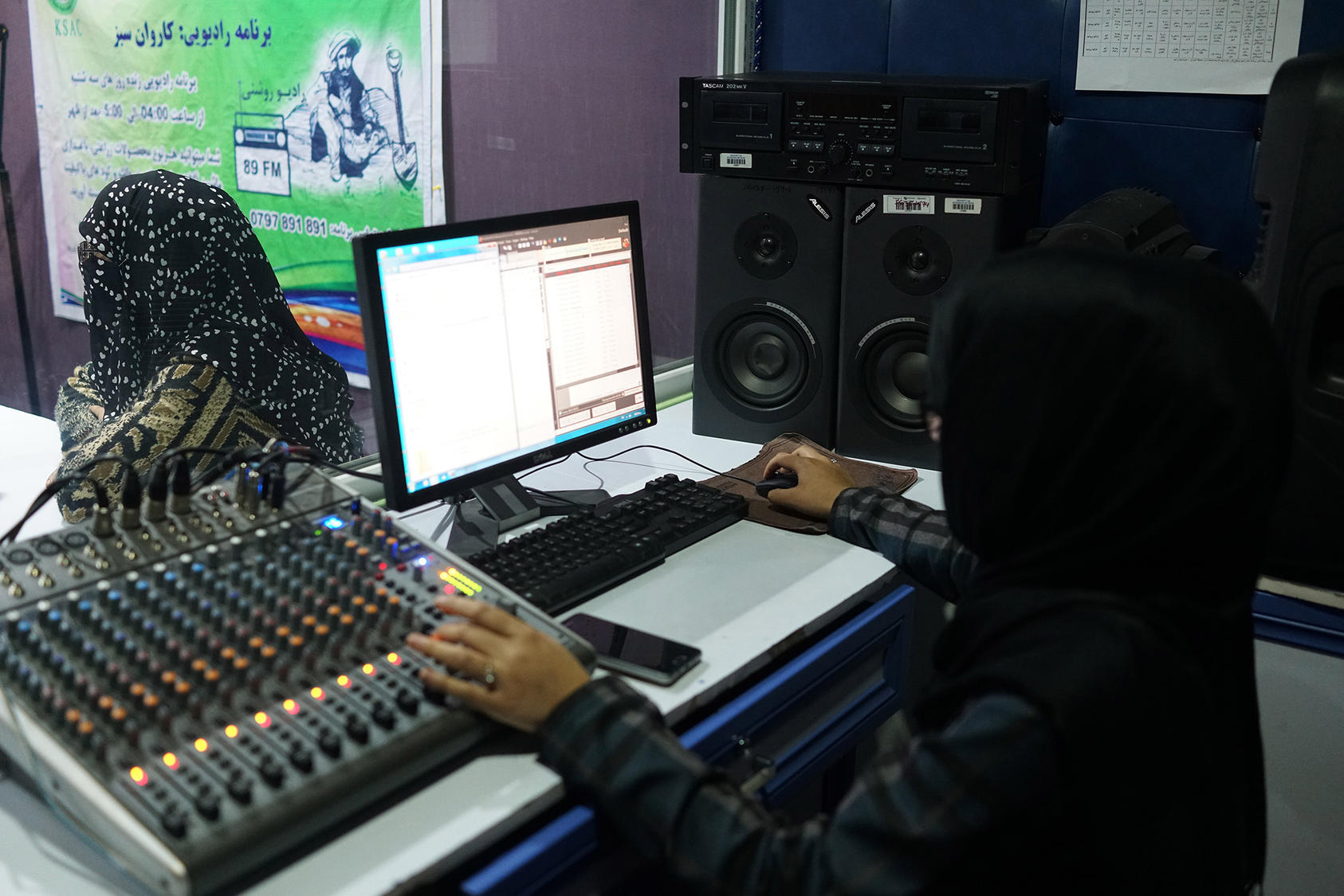 Radio Roshani, a shortwave station that educates women about their rights, which was briefly captured by the Taliban, who set fire to the studio in 2015, in Kunduz, Afghanistan, on March 2019. (Cora Engelbrecht/The New York Times)