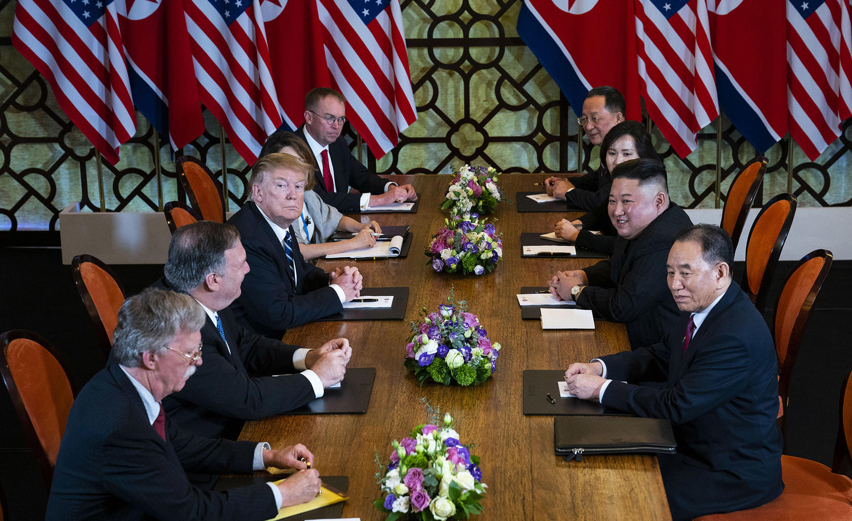 U.S. President Donald Trump sits across from Kim Jong Un, the leader of North Korea, during a February 2019 meeting in Vietnam. (Photo by Doug Mills/New York Times)