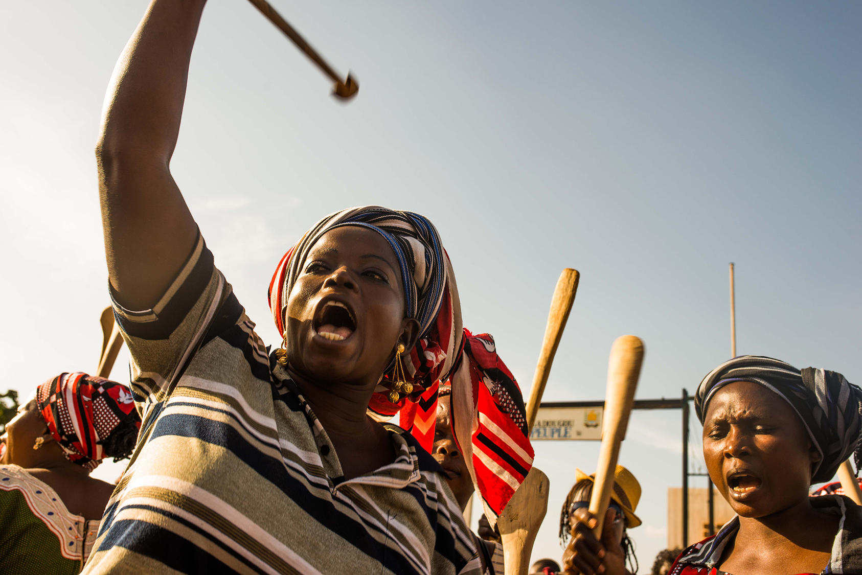 Women take part in a rally in Ouagadougou, Burkina Faso, on October 27, 2014, opposing President Blaise Compaoré’s attempt to seek another term. (Theo Renaut/AP)