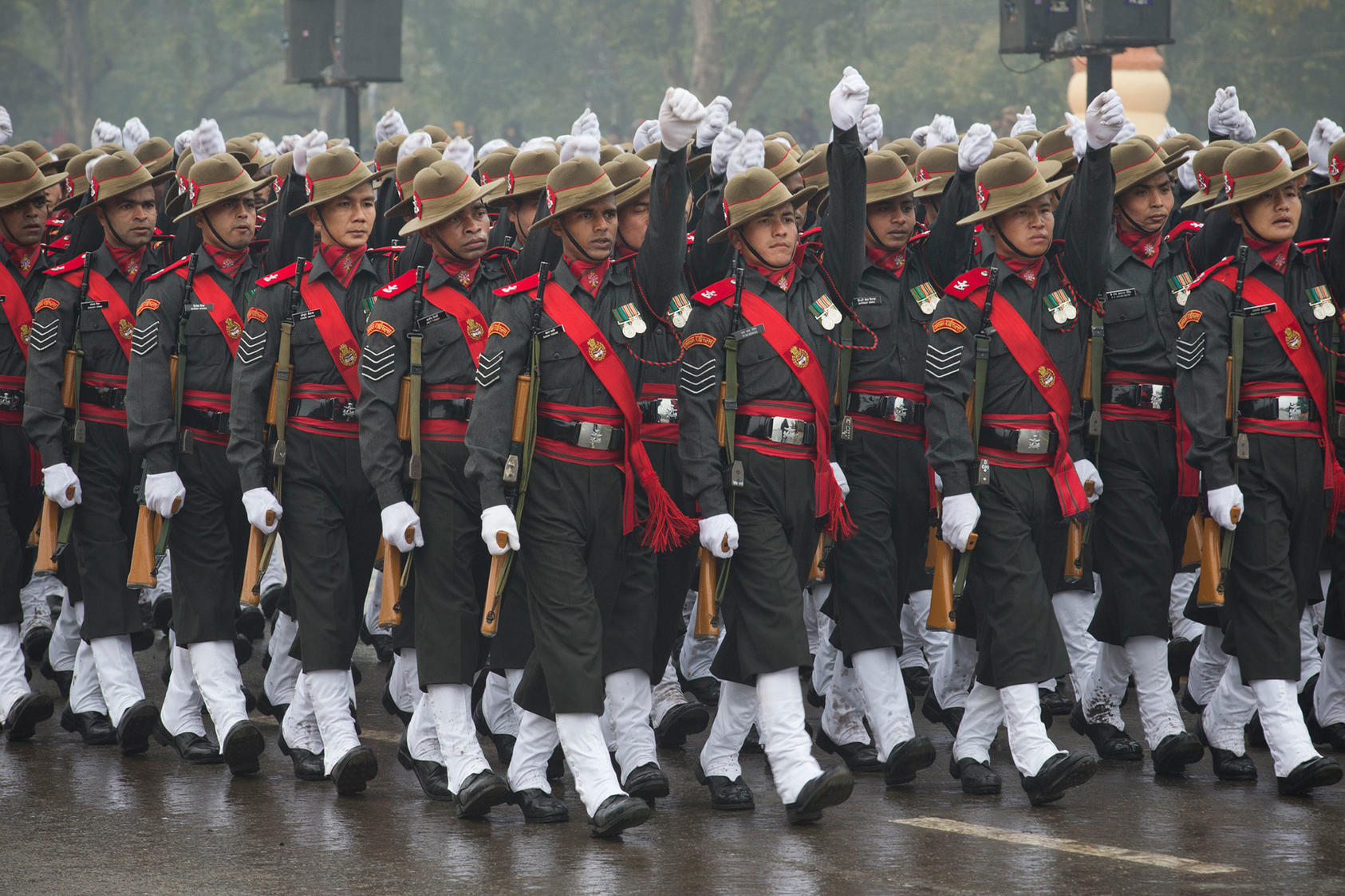 Soldiers during India's Republic Day parade in New Delhi, Jan. 26, 2015. (Stephen Crowley/The New York Times)