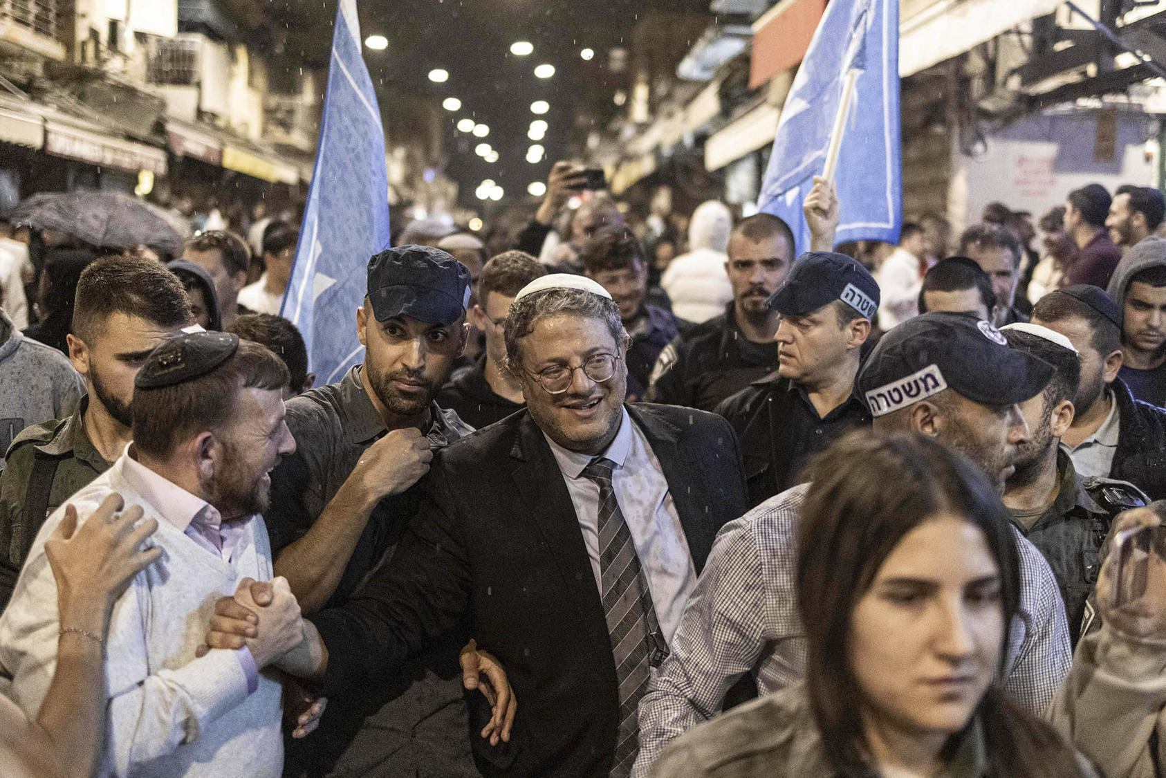 Itamar Ben-Gvir, the leader of the ultra-nationalist party Jewish Power and the new national security minister, campaigning in Jerusalem on Oct. 20, 2022. (Avishag Shaar-Yashuv/The New York Times)