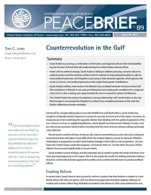 Peace Brief: Counterrevolution in the Gulf