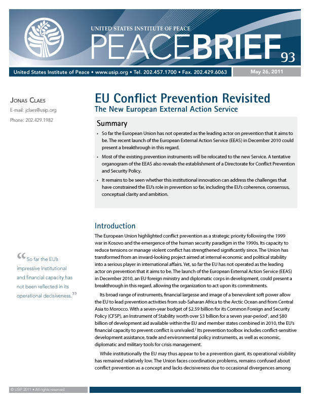 Peace Brief: EU Conflict Prevention Revisited