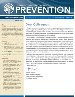 USIP Prevention Newsletter - January 2012