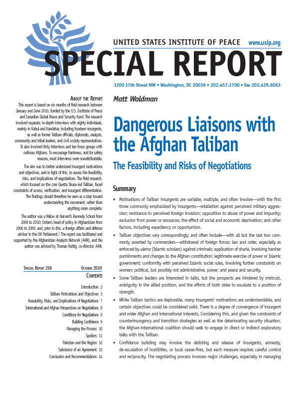 Special Report: Dangerous Liaisons with the Afghan Taliba