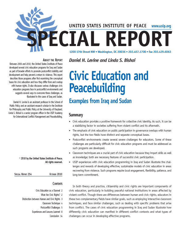 Special Report: Civic Education and Peacebuilding