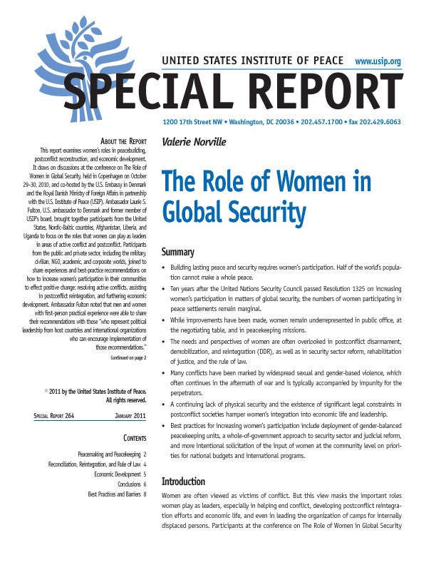 Special Report: The Role of Women in Global Security