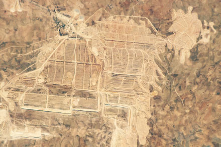 Morocco’s Bou Craa mine in the Western Sahara earns export income from phosphates, which are vital for fertilizer. (NASA)
