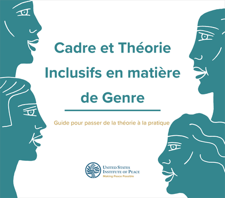 Cover of Gender Inclusive Framework and Theory (French) featuring illustrated profiles. 