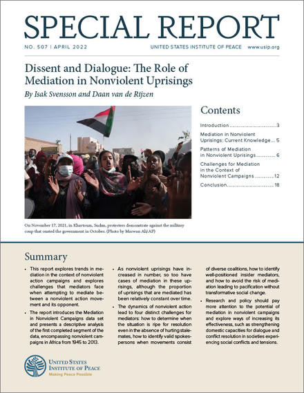 Dissent and Dialogue: The Role of Mediation in Nonviolent Uprisings report cover