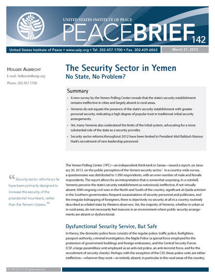 Peace Brief: The Security Sector in Yemen
