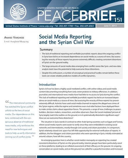 Social Media Reporting and the Syrian Civil War