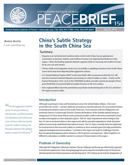 Peace Brief: China’s Subtle Strategy in the South China Sea