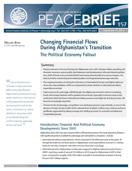 Peace Brief: Climate Changing Financial Flows During Afghanistan’s Transition