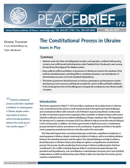 Peace Brief: The Constitutional Process in Ukraine