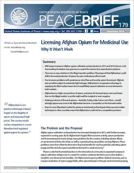 PeaceBrief: Licensing Afghan Opium for Medicinal Use