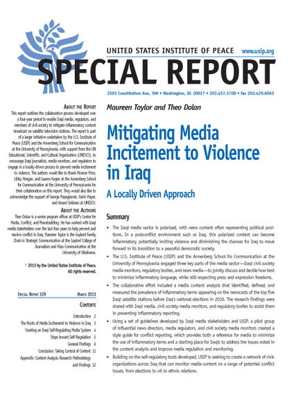 Special Report: Mitigating Media Incitement to Violence in Iraq