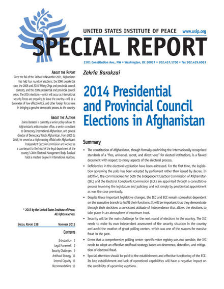Special Report: 2014 Presidential and Provincial Council Elections in Afghanistan