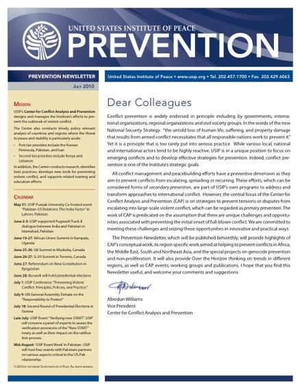 USIP Prevention Newsletter - September 2010