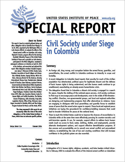 Civil Society Under Siege in Colombia cover