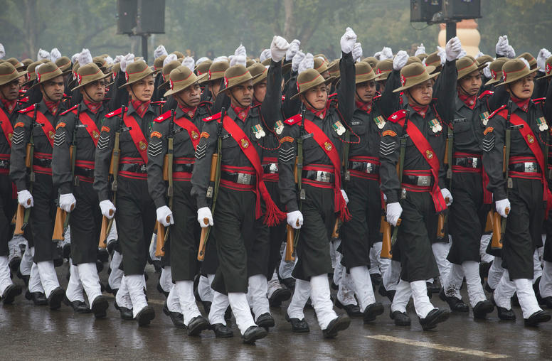 Soldiers during India's Republic Day parade in New Delhi, Jan. 26, 2015. (Stephen Crowley/The New York Times)