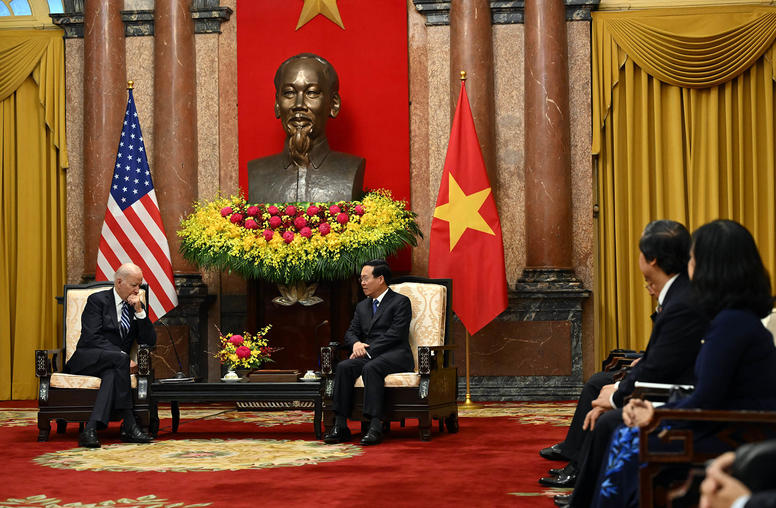 President Biden meets with President Vo Van Thuong of Vietnam in Hanoi, Sept. 11, 2023. The two countries inked a comprehensive strategic partnership, representing an historic upgrade of U.S.-Vietnam relations. (Kenny Holston/The New York Times)