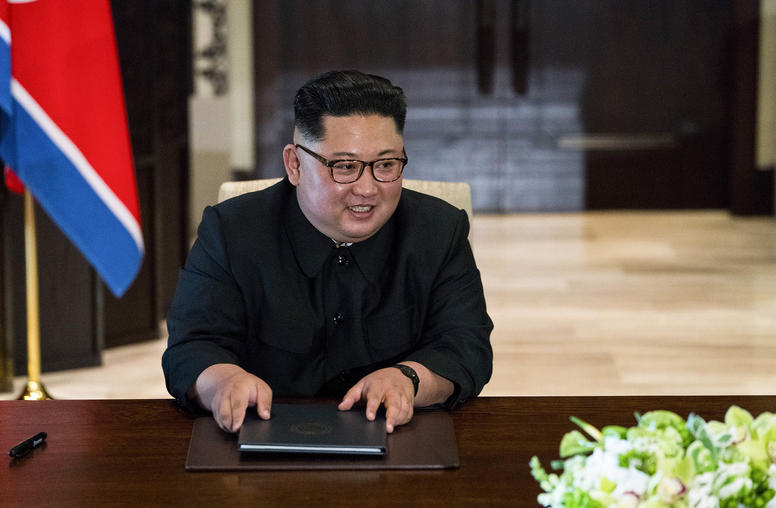 North Korean leader Kim Jong Un during a signing ceremony with then U.S. president Donald Trump on Sentosa Island in Singapore, June 12, 2018. (Doug Mills/The New York Times)