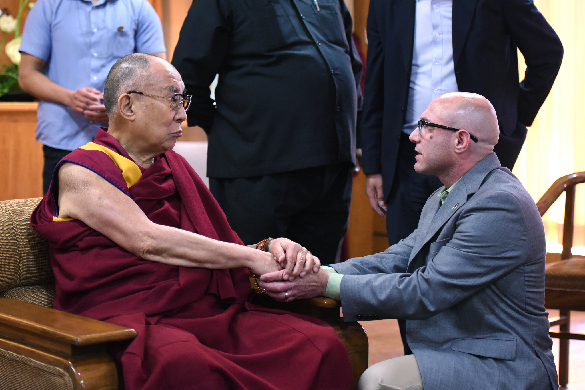 His Holiness the Dalai Lama here with Jeremy Richman, co-founder of the Avielle Foundation