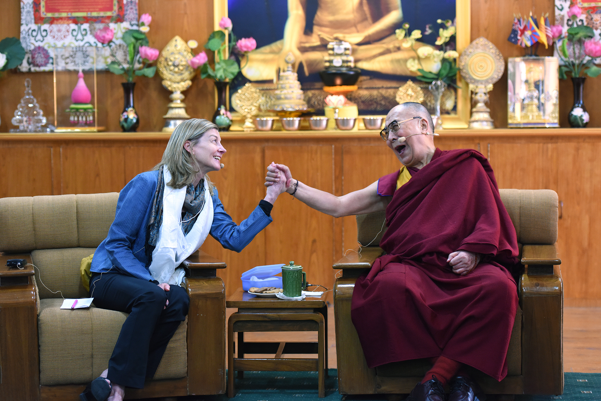 His Holiness the Dalai Lama here with USIP President Nancy Lindborg