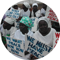 Liberian women rally against their country’s civil war, a campaign documented by the film “Pray the Devil Back to Hell.” (Pewee Flomoku)