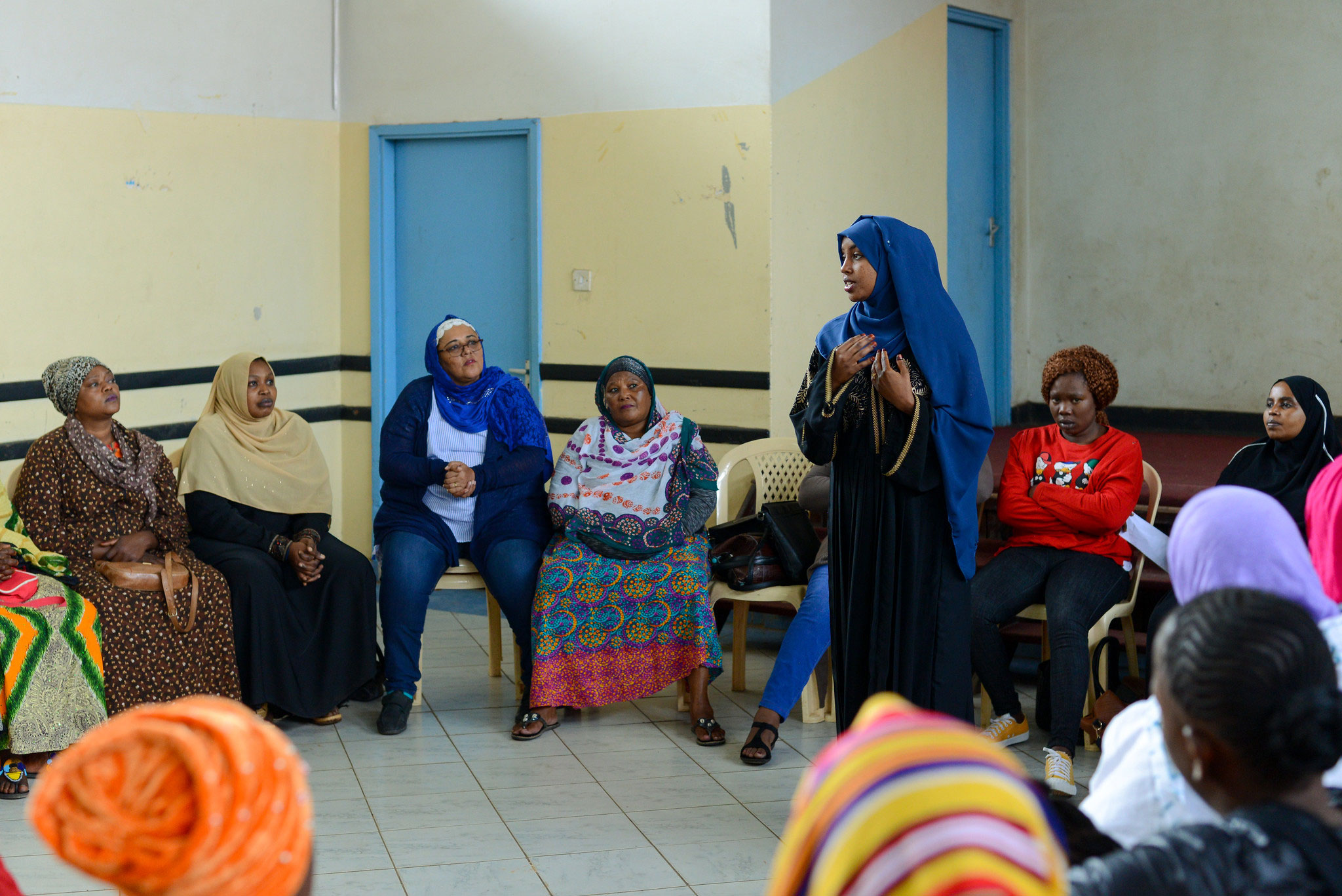 A dialogue on preventing extremism in the Eastleigh community of Nairobi, Kenya, organized by the Sisters Without Borders (SWB) network. 