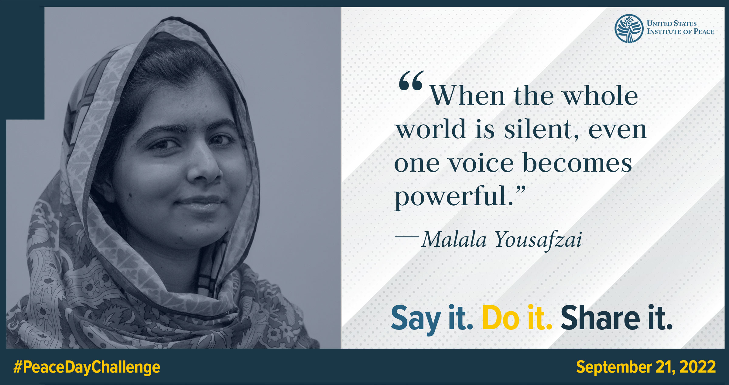 Peace Day Challenge Quote from Malala Yousafzai
